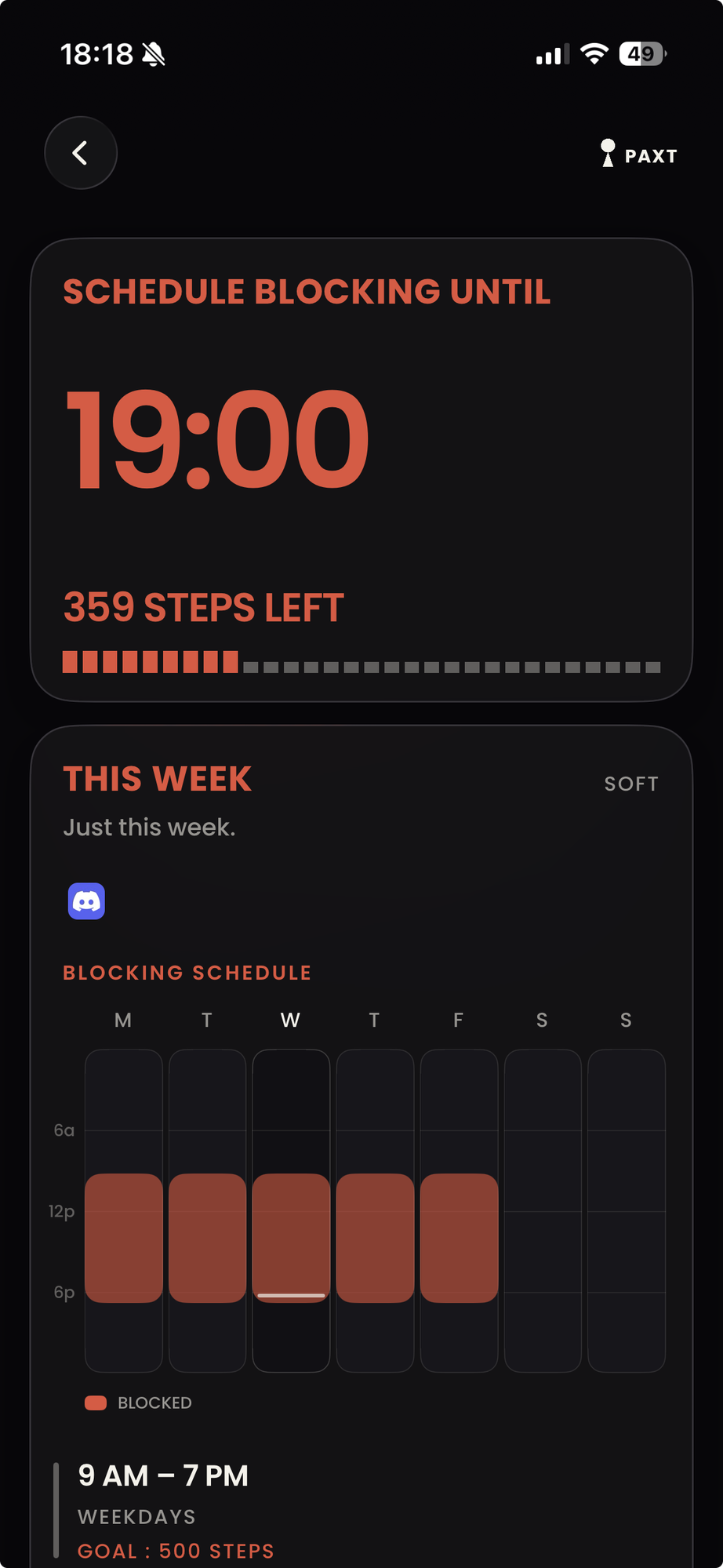A commitment in Paxt: schedule blocking until 19:00, 359 steps left